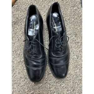 Johnson & Murphy Men Black Leather Dress Shoes Size 11.5 Made USA Lace Up